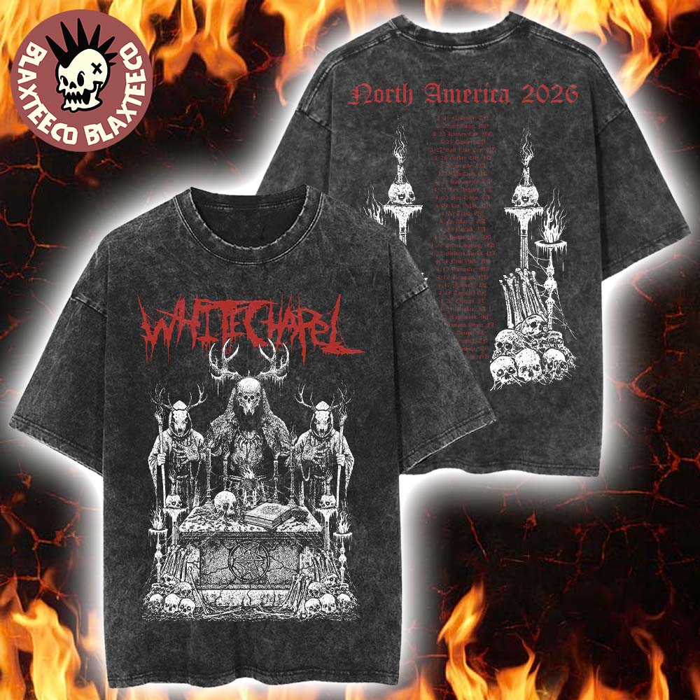 Whitechapel North America Tour 2026 Venue Merch Tee Graphic With Dates Back Vintage Washed Tee Whitechapel North America Tour 2026 Venue Merch Tee Graphic With Dates Back Vintage Washed Tee