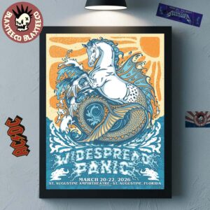 Widespread Panic St Augustine Florida 2026 Event Merch Poster At St Augustine Amphitheatre On March 20-22 2026 The Sea Horse Art Poster Canvas