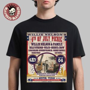 Willie Nelson’s 4th Of July Picnic 2026 Show Poster In Austin Texas At Germania Insurance Amphitheater On July 4 2026 With Lineup T-Shirt