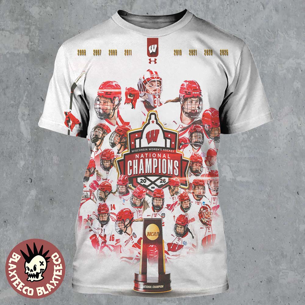 Wisconsin Badgers Women's Ice Hockey 2026 National Champions All Over Print Shirt Wisconsin Badgers Women's Ice Hockey 2026 National Champions All Over Print Shirt