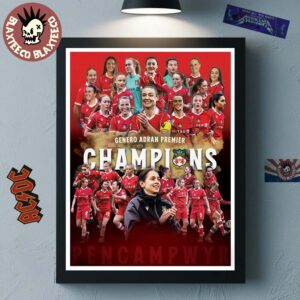 Wrexham AFC Women 2026 Genero Adran Premier Champions Home Decor Poster Canvas