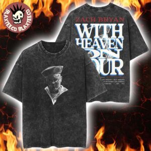 Zach Bryan With Heaven On Top Tour 2026 Merch With Dates Washed Black T-Shirt