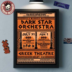 2 Nights Of Dark Star Orchestra In Berkeley California 2026 Gig Poster At Greek Theatre On July 31 And August 1 2026 Poster Canvas