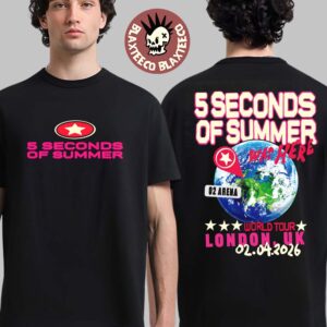 5 Seconds Of Summer London UK 2026 Tour Event Merch Tee At O2 Arena On April 2 2026 Two Sided T-Shirt