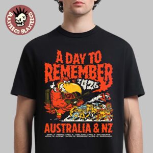 A Day To Remember 2026 Australia And New Zealand Tour Merch The Red Vulture Art With Dates T-Shirt