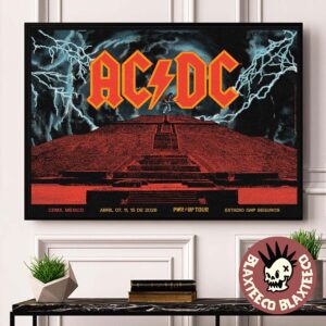 ACDC CDMX Mexico 2026 Venue Poster At Estadio GNP Seguros On April 7 11 15 2026 Landscape Poster Canvas