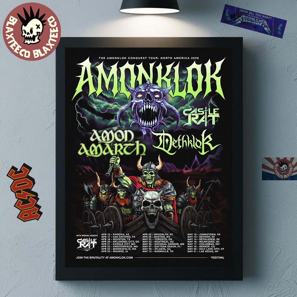 Amonklok Conquest Tour North America 2026 With Castle Rat Amon Amarth And Dethklok Home Decor Poster Canvas Amonklok Conquest Tour North America 2026 With Castle Rat Amon Amarth And Dethklok Home Decor Poster Canvas