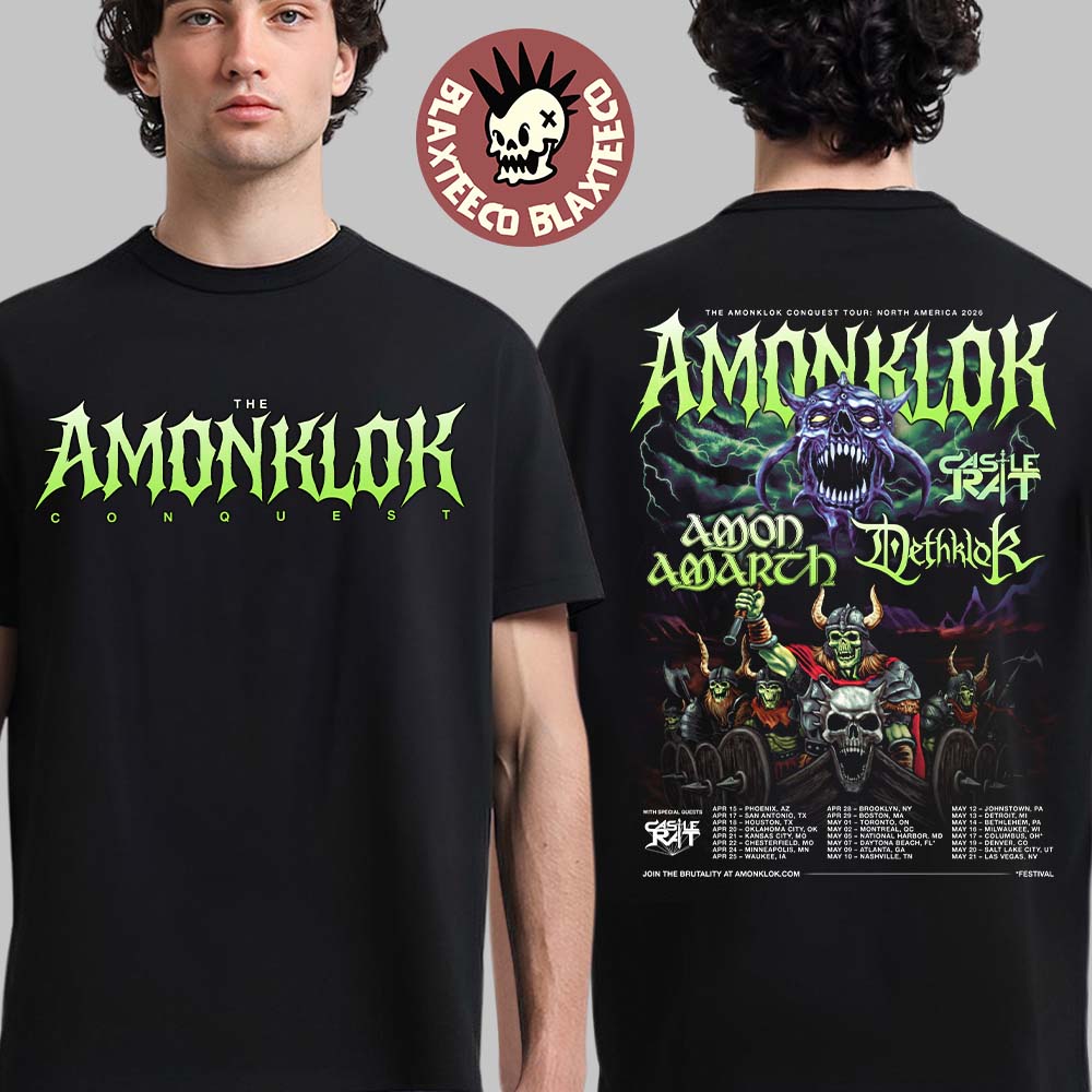 Amonklok Conquest Tour North America 2026 With Castle Rat Amon Amarth And Dethklok T-Shirt Amonklok Conquest Tour North America 2026 With Castle Rat Amon Amarth And Dethklok T-Shirt