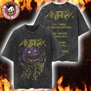 Anthrax Japan 2026 Tour Merch Tee Brain Buster With Dates Back Mineral Wash Tee