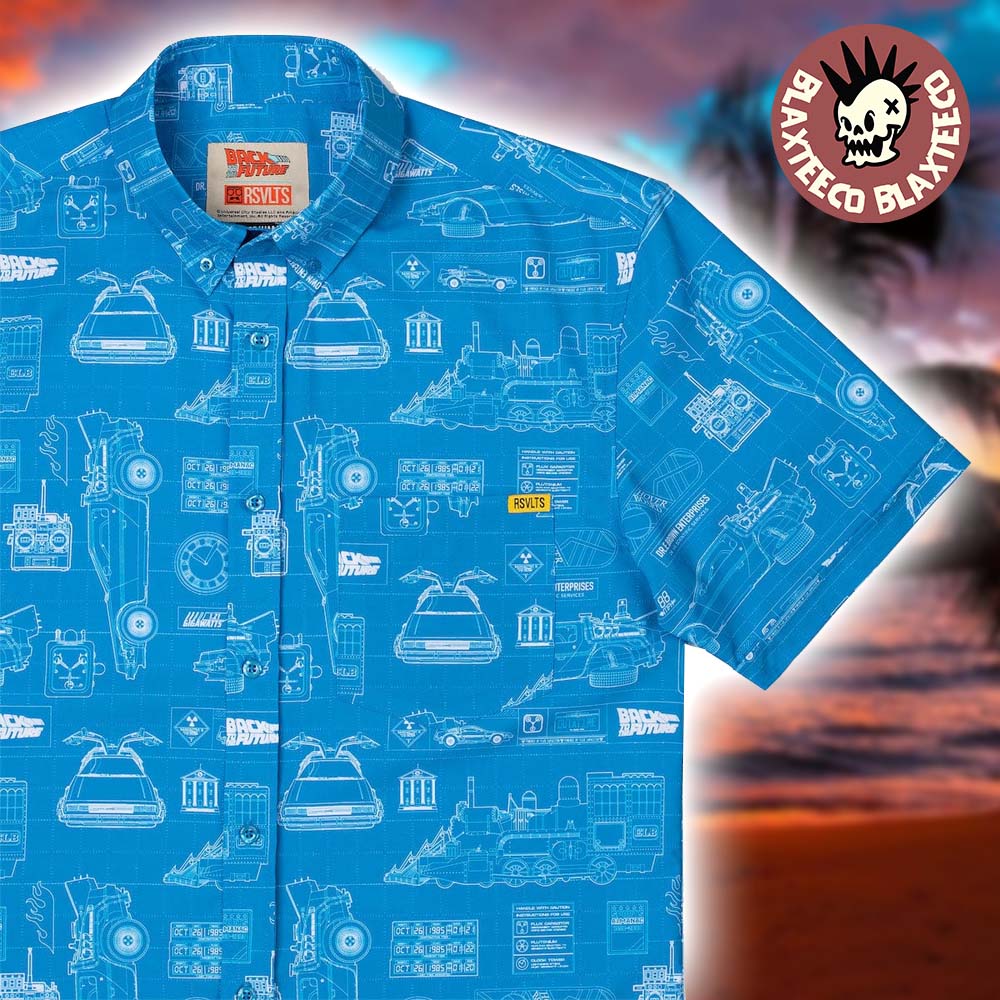 Back to the Future RSVLTS If My Calculations Are Correct Blueprint Button Short Sleeve Hawaiian Shirt Back to the Future RSVLTS If My Calculations Are Correct Blueprint Button Short Sleeve Hawaiian Shirt