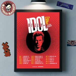 Billy Idol It’s A Nice Day To Tour Again 2026 North America Summer Schedule Dates Poster Canvas