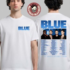 Blue 25th Anniversary 2026 Tour UK And EU Merch White T-Shirt