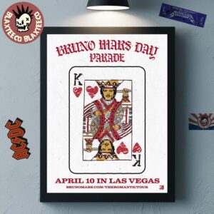Bruno Mars Day Parade The Romantic Tour 2026 Las Vegas On April 10 2026 At MGM Resorts Home Decor Poster Canvas