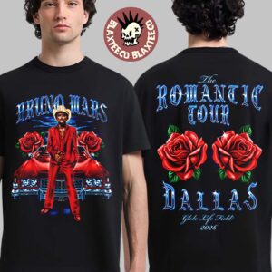 Bruno Mars The Romantic Tour 2026 Dallas Texas Exclusive Merch At Globe Life Field On April 18 19 2026 T-Shirt