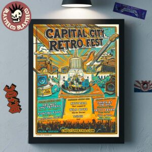 Capital City Retro Fest 2026 Full Lineup Poster In Salem Oregon At Riverfront City Park Gerry Frank Amphitheater On August 14 15 16 2026 Poster Canvas