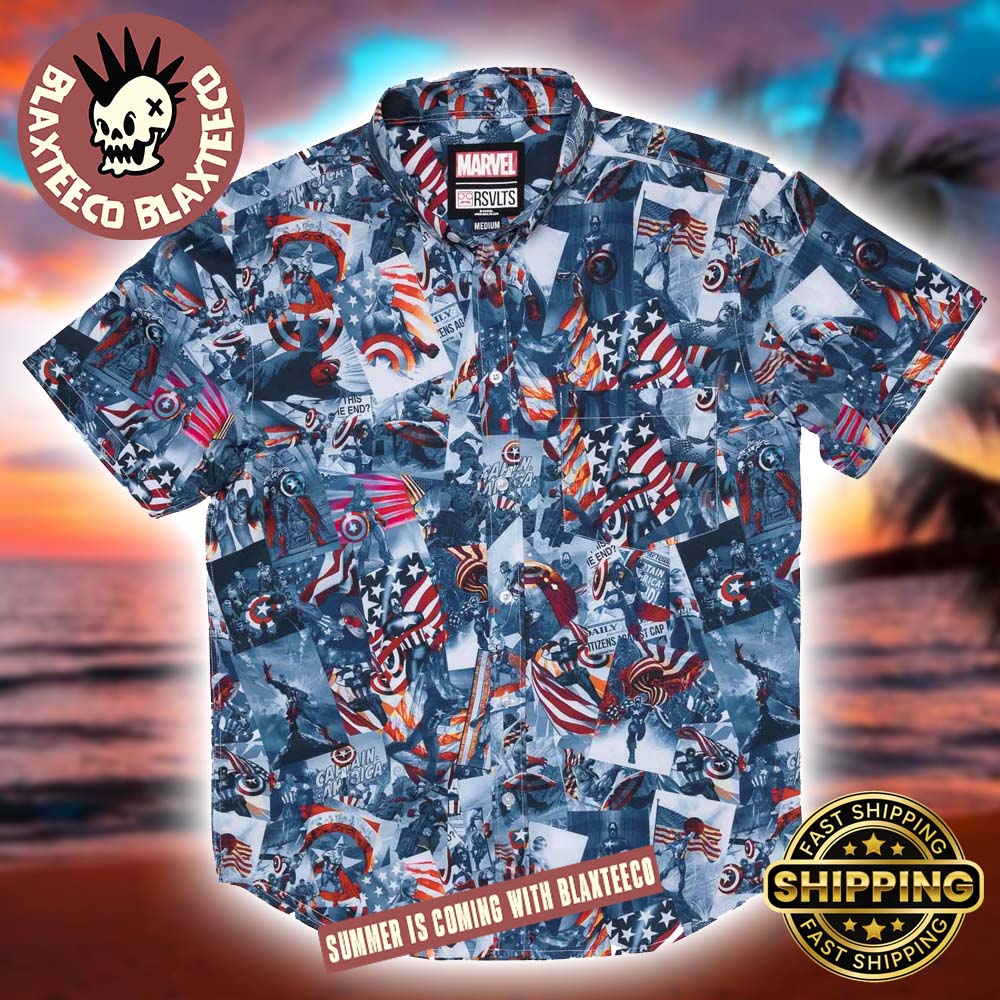 Captain America RSVLTS Sentinel of Liberty Button Short Sleeve Hawaiian Shirt Captain America RSVLTS Sentinel of Liberty Button Short Sleeve Hawaiian Shirt