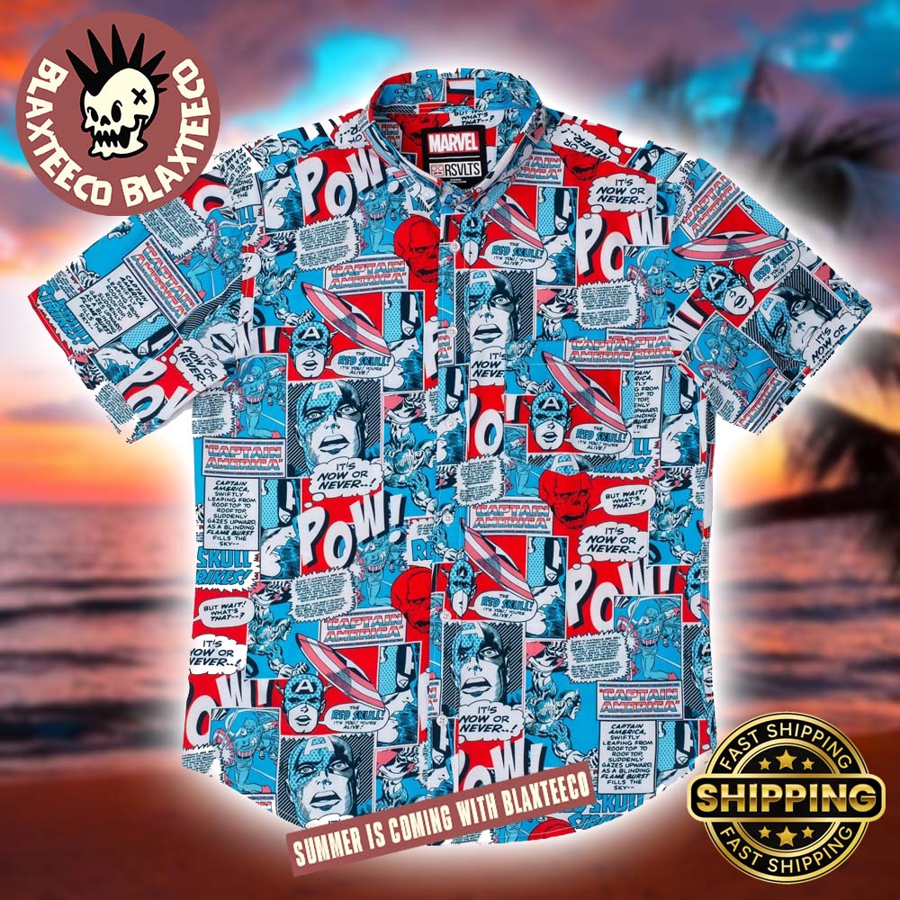 Captain America RSVLTS The First Avenger Button Short Sleeve Hawaiian Shirt Captain America RSVLTS The First Avenger Button Short Sleeve Hawaiian Shirt