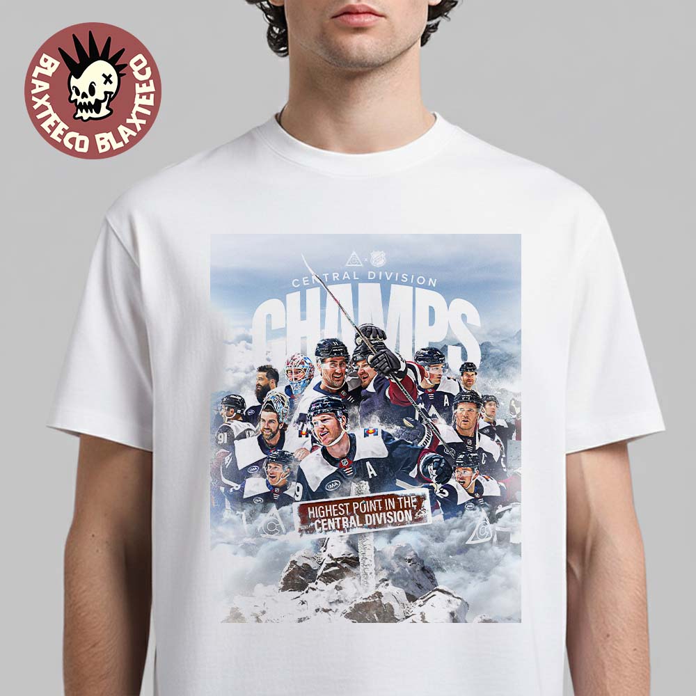 Colorado Avalanche NHL 2026 Central Division Champions Highest Point In The Central Division T-Shirt Colorado Avalanche NHL 2026 Central Division Champions Highest Point In The Central Division T-Shirt