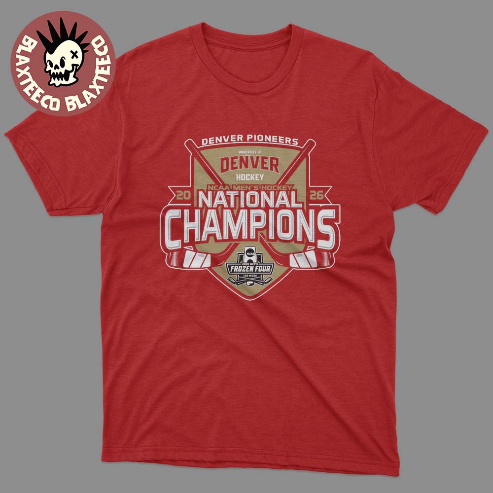 Denver Pioneers 2026 NCAA Frozen Four Men's Ice Hockey National Champions Red T-Shirt Denver Pioneers 2026 NCAA Frozen Four Men's Ice Hockey National Champions Red T-Shirt