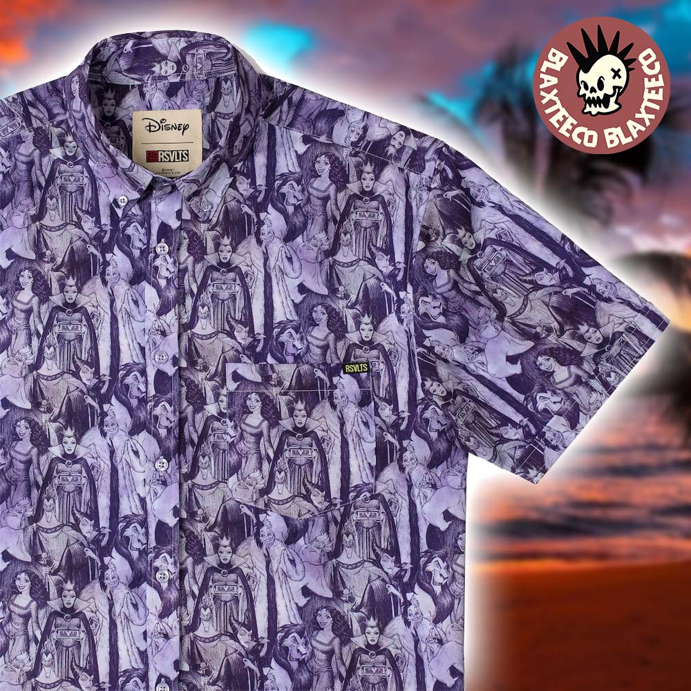 Disney Villains RSVLTS In Bad Company Button Short Sleeve Hawaiian Shirt Disney Villains RSVLTS In Bad Company Button Short Sleeve Hawaiian Shirt