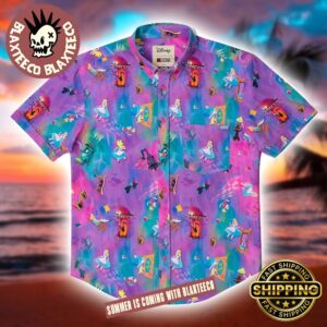 Disney’s Alice in Wonderland RSVLTS Down the Rabbit Hole Button Short Sleeve Hawaiian Shirt