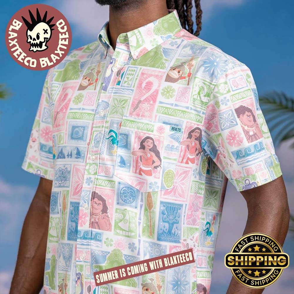 Disney's Moana Voyagers RSVLTS Button Short Sleeve Hawaiian Shirt Disney's Moana Voyagers RSVLTS Button Short Sleeve Hawaiian Shirt
