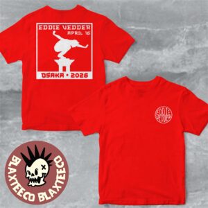 Eddie Vedder Osaka Japan 2026 Hanko Event Tee At Festival Hall On April 16 2026 Two Sided Red T-Shirt
