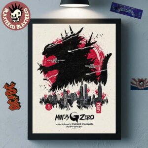 Godzilla Minus Zero Japan Flag Style Art A New Threat is Looming Home Decor Poster Canvas