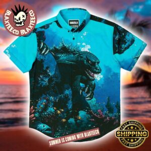 Godzilla RSVLTS From the Depths Button Short Sleeve Hawaiian Shirt