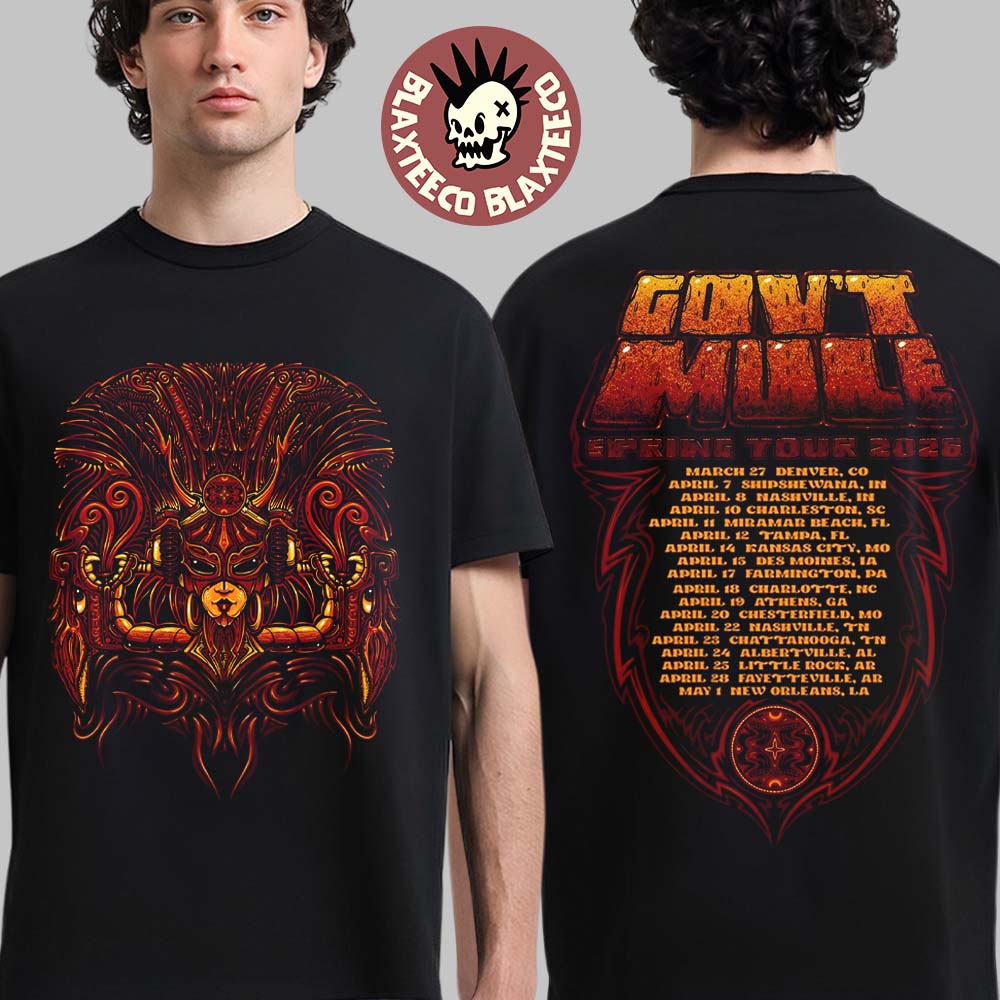 Gov't Mule Spring Tour 2026 Merch Tee Maya Queen With Dates Back Two Sided T-Shirt Gov't Mule Spring Tour 2026 Merch Tee Maya Queen With Dates Back Two Sided T-Shirt