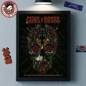 Guns N Roses Cariacica Brazil 2026 Venue Poster At Estadio Estadual Kleber Jose De Andrade On April 12 2026 Spider Web Skull Art Poster Canvas