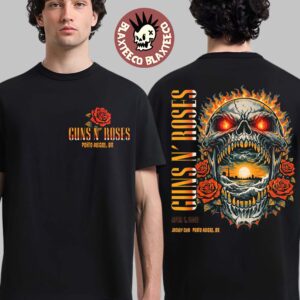 Guns N Roses Porto Alegre Brazil 2026 Venue Merch Tee At Jockey Club On April 1 2026 Flaming Skull Two Sided T-Shirt