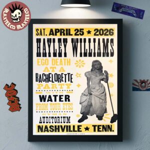 Halley Williams Nashville Tennessee 2026 Night 1 Venue Poster At Ryman Auditorium On April 25 2026 Good Dye Young Tour Poster Canvas