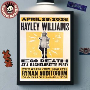 Halley Williams Nashville Tennessee 2026 Night 3 Venue Poster At Ryman Auditorium On April 28 2026 Good Dye Young Tour Poster Canvas