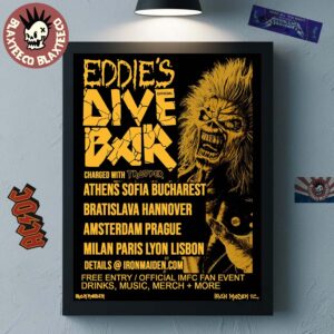 Iron Maiden Eddie’s Dive Bar 2026 Run For Your Lives Tour Europe Schedule Dates Home Decor Poster Canvas
