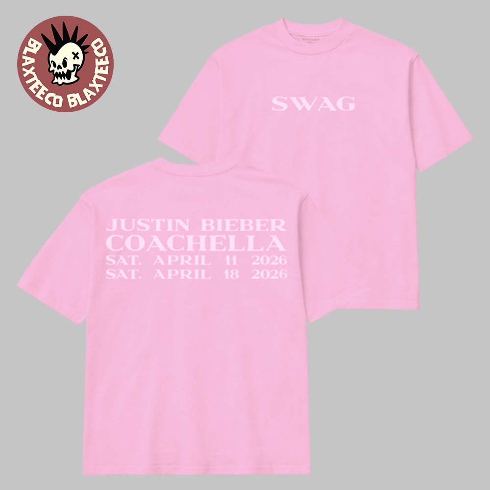 Justin Bieber Coachella 2026 Festival Merchandise SWAG Album Pink T-Shirt Justin Bieber Coachella 2026 Festival Merchandise SWAG Album Pink T-Shirt