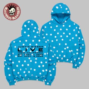Justin Bieber Coachella 2026 Merch Live In Indio California On April 11 And 18 2026 Blue White Dot Hoodie