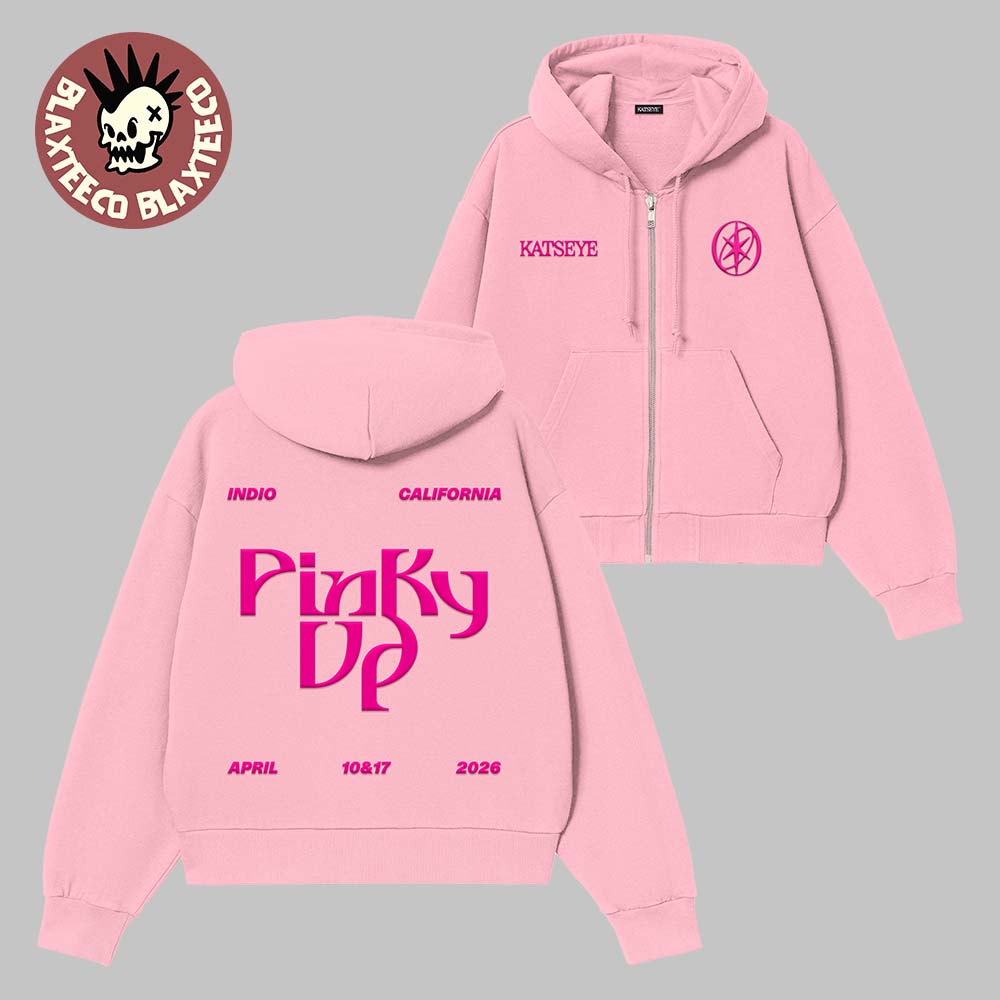 Katseye Coachella 2026 Festival Indio California Merch April 10 And 17 2026 Pinky Up Zip Up Hoodie Katseye Coachella 2026 Festival Indio California Merch April 10 And 17 2026 Pinky Up Zip Up Hoodie