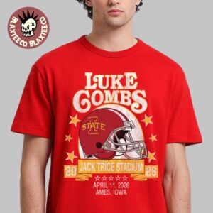 Luke Combs Ames Iowa 2026 Exclusive Tour Merch Tee At Jack Trice Stadium April 11 2026 Iowa State Cyclones Helmet T-Shirt