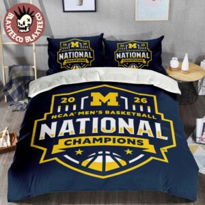 Michigan Wolverines 2026 NCAA Men’s Basketball National Champions Official Logo Navy Bedding Set