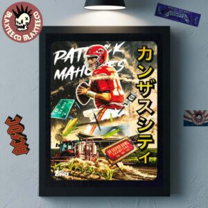 Patrick Mahomes Kansas City Chiefs Kaiju Card Topps X NFL Home Decor Poster Canvas