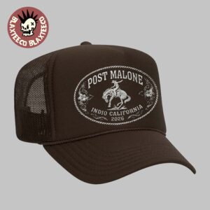 Post Malone Stagecoach 2026 Festival Indio California Merch On April 26 2026 Brown Trucker Hat