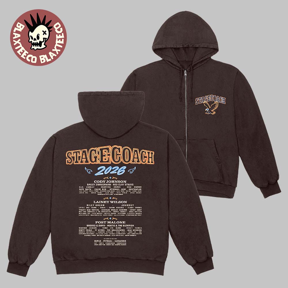 Stagecoach 2026 Festival Indio California's Country Music Festival Merch Eagle Neon Nights 2026 Lineup Brown Zip Hoodie Stagecoach 2026 Festival Indio California's Country Music Festival Merch Eagle Neon Nights 2026 Lineup Brown Zip Hoodie