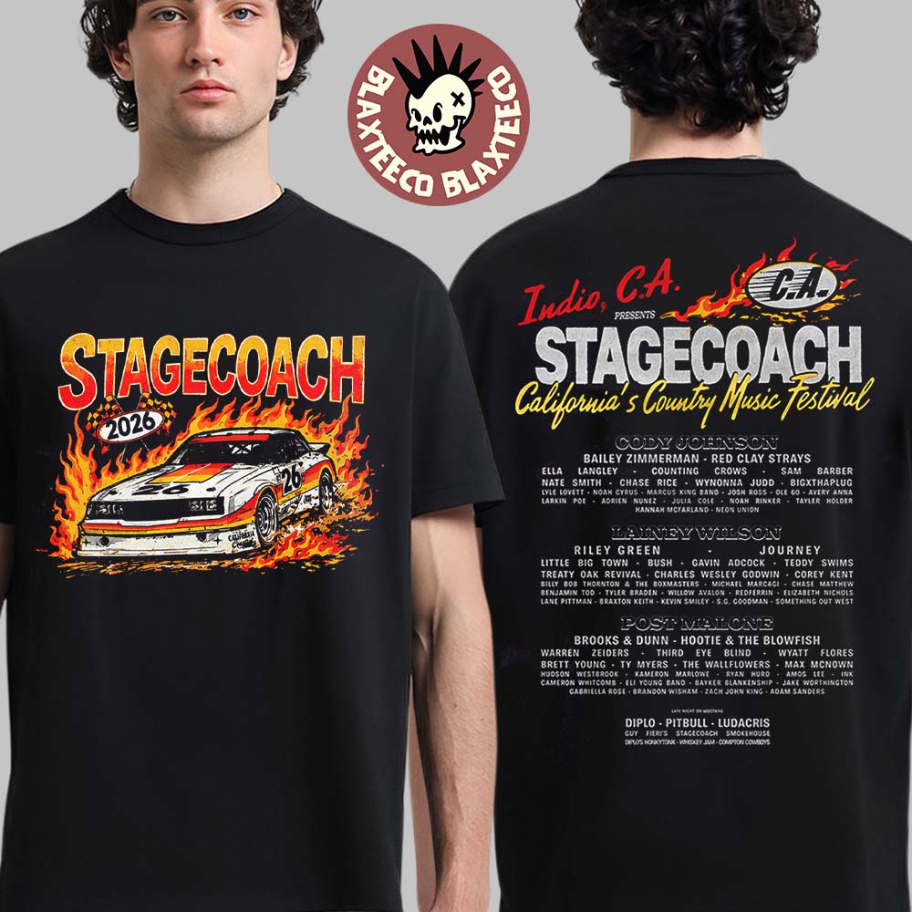 Stagecoach 2026 Festival Indio California's Country Music Festival Merch Racing Team Lineup T-Shirt Stagecoach 2026 Festival Indio California's Country Music Festival Merch Racing Team Lineup T-Shirt