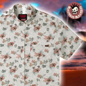 Stranger Things RSVLTS Demogorgon Flowers Pattern Button Short Sleeve Hawaiian Shirt