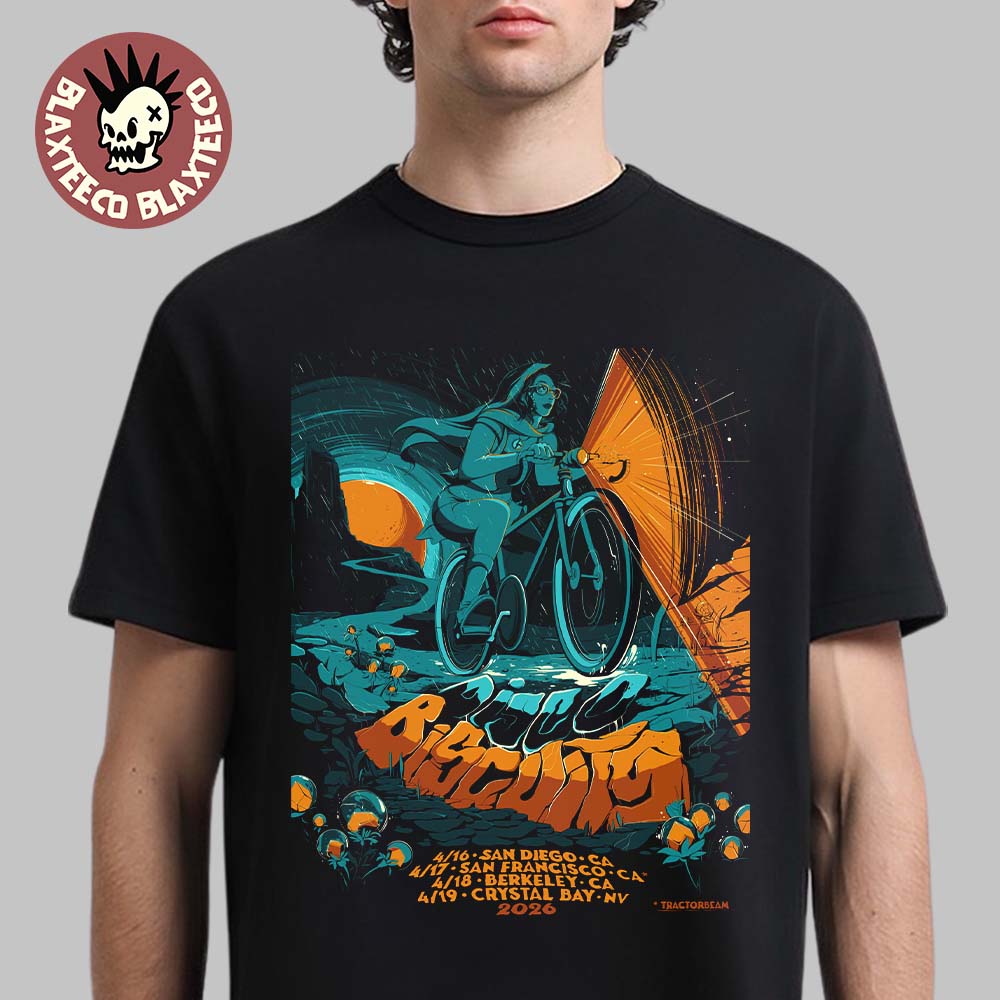 The Disco Biscuits Bicycle Day West Coast 2026 Tour California And Nevada Dates From April 16 To 19 2026 T-Shirt The Disco Biscuits Bicycle Day West Coast 2026 Tour California And Nevada Dates From April 16 To 19 2026 T-Shirt