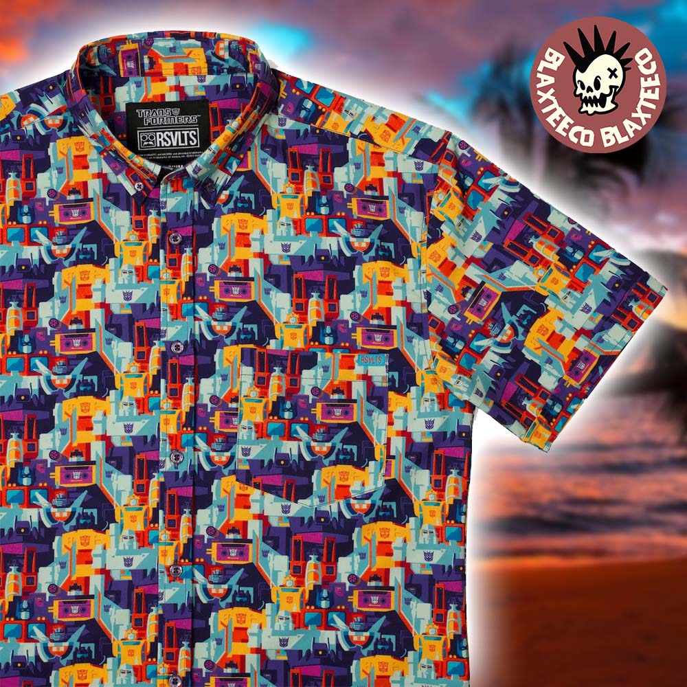 Transformers RSVLTS More Than Meets the Eye Button Short Sleeve Hawaiian Shirt Transformers RSVLTS More Than Meets the Eye Button Short Sleeve Hawaiian Shirt