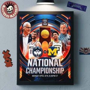 UConn Huskies Vs Michigan Wolverines Men’s Basketball 2026 NCAA National Championship Head To Head Home Decor Poster Canvas