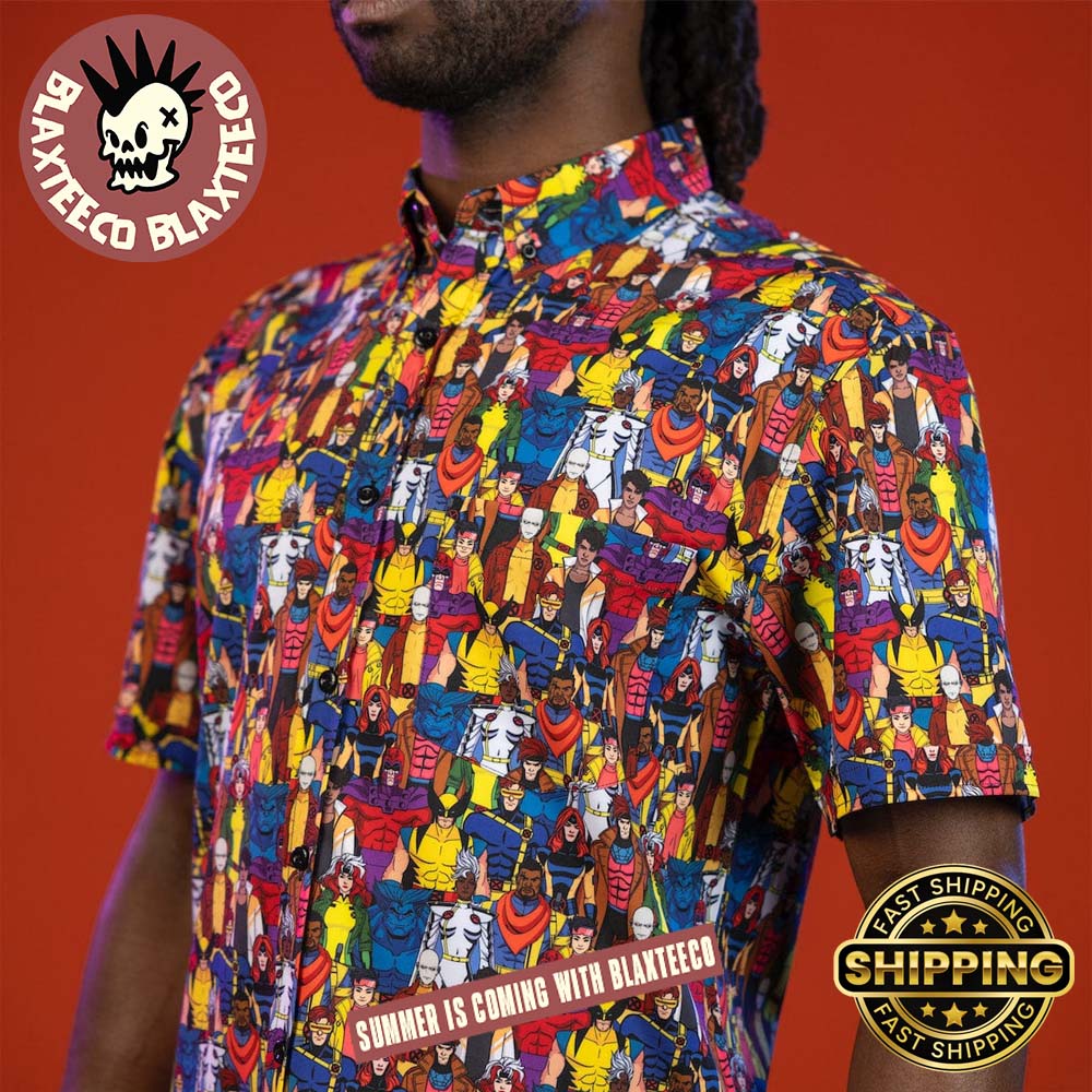 X-Men RSVLTS Class of '97 Characters All Over Print Button Short Sleeve Hawaiian Shirt X-Men RSVLTS Class of '97 Characters All Over Print Button Short Sleeve Hawaiian Shirt
