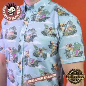 X-Men RSVLTS Wolverine Vs Dinosaur Savage Land Pattern Button Short Sleeve Hawaiian Shirt